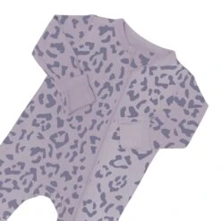 Zippered Romper In Taro Leopard -Kyte baby Store kyte baby zippered rompers zippered romper in taro leopard 32326620381295